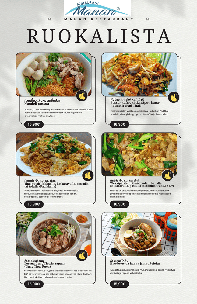 Manan Restaurant Ruokalista sivu 4