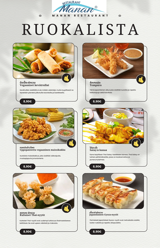Manan Restaurant Ruokalista sivu 5